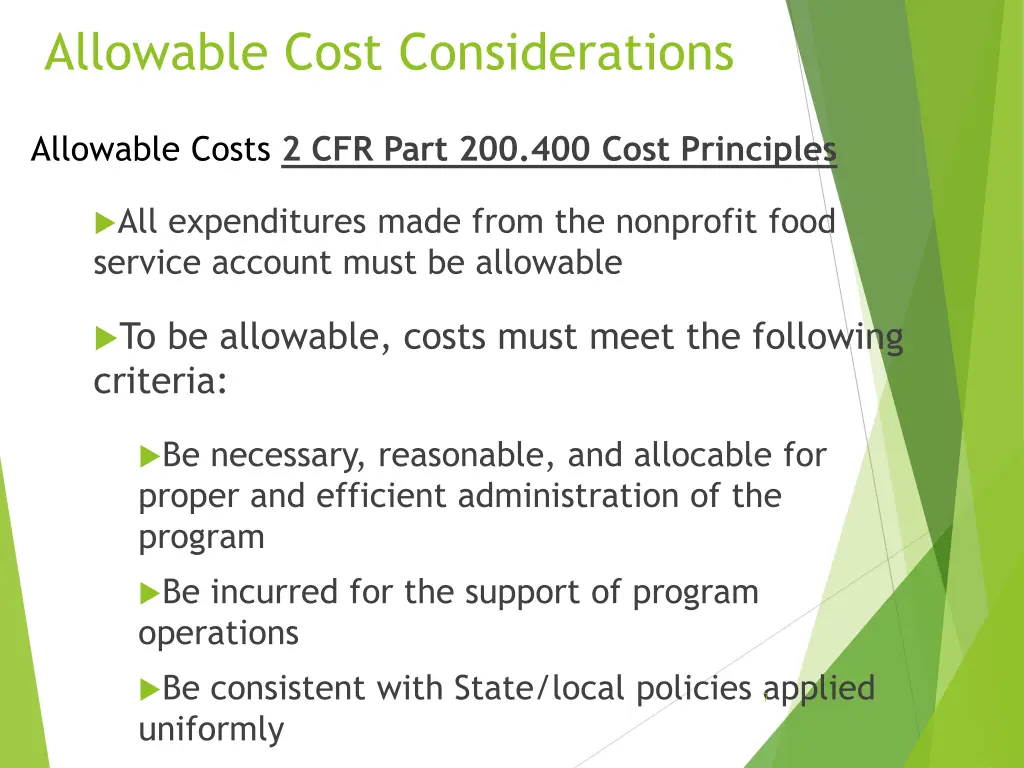 allowable cost considerations