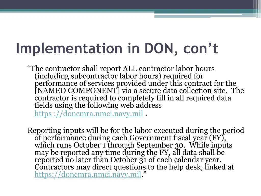 implementation in don con t