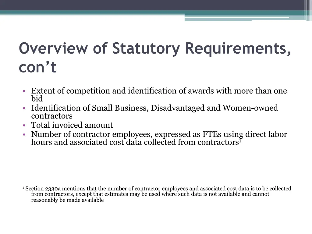 overview of statutory requirements con t