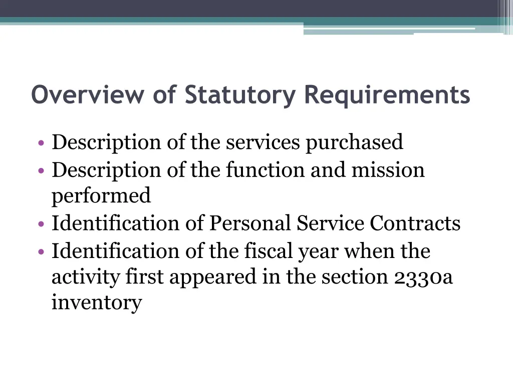 overview of statutory requirements