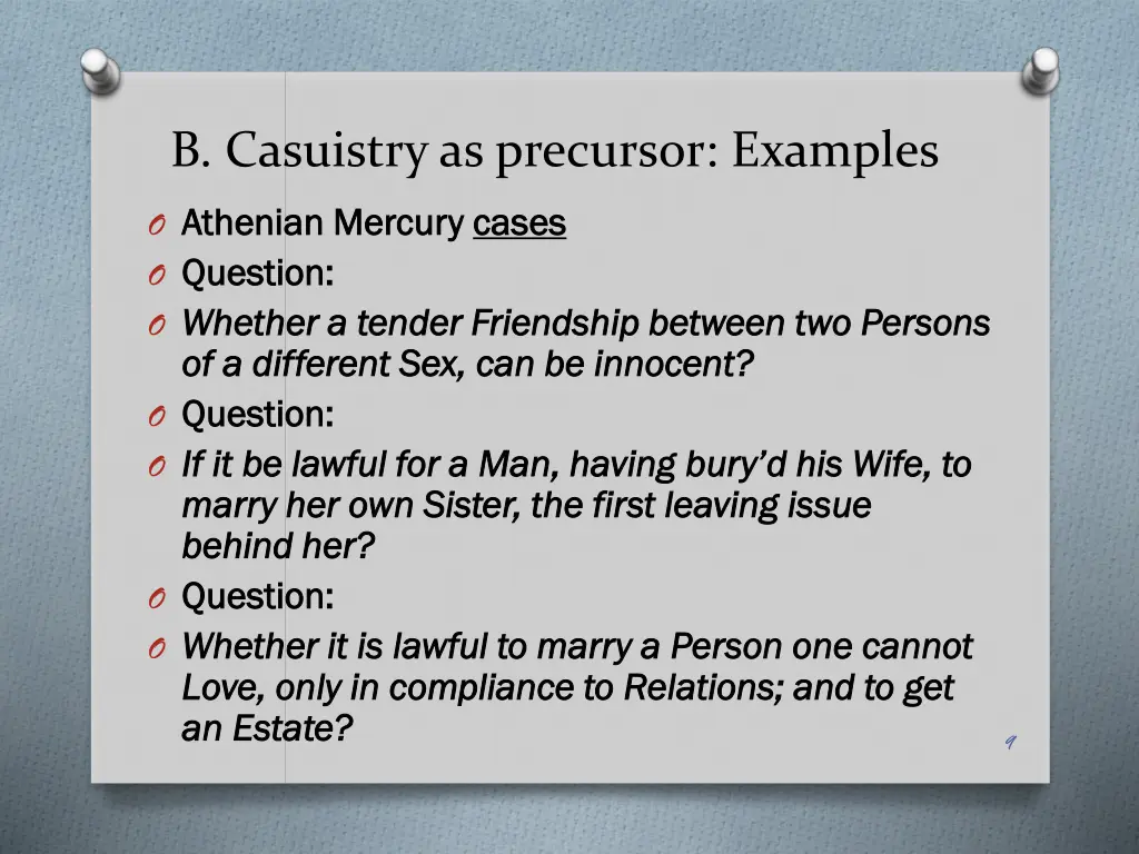 b casuistry as precursor examples