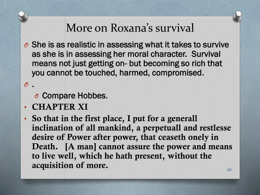 more on roxana s survival