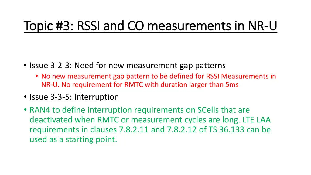 topic 3 rssi and co measurements in nr topic 1