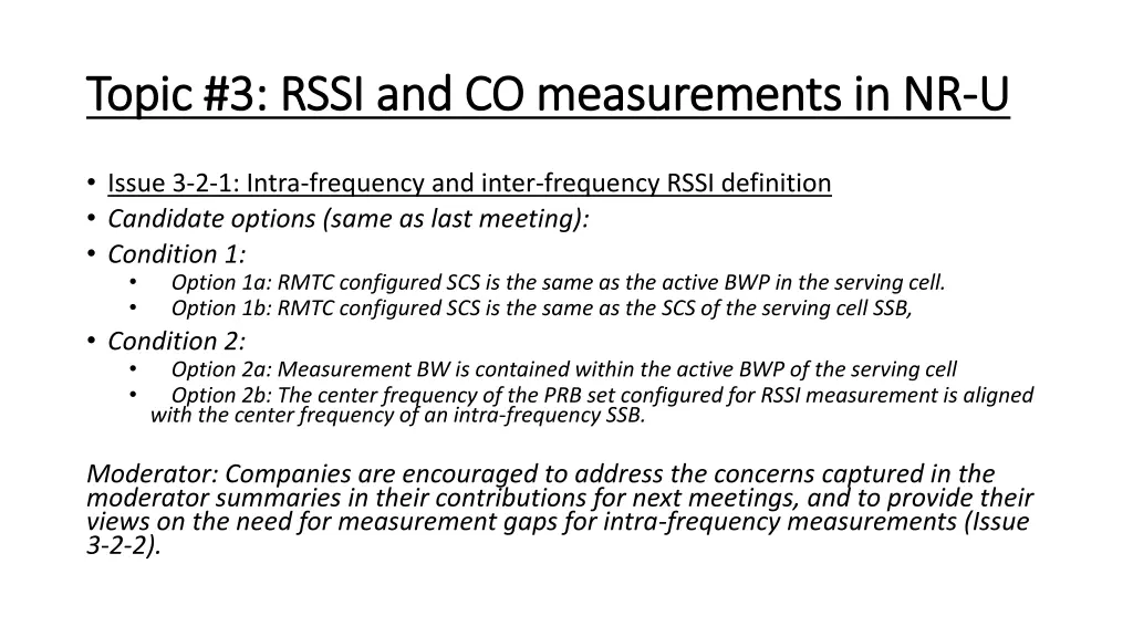 topic 3 rssi and co measurements in nr topic 3