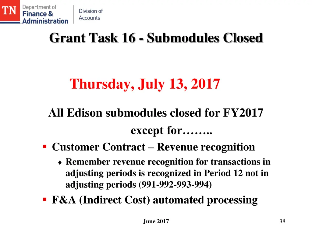grant task 16 submodules closed