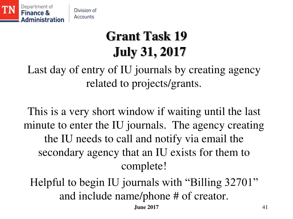 grant task 19 july 31 2017