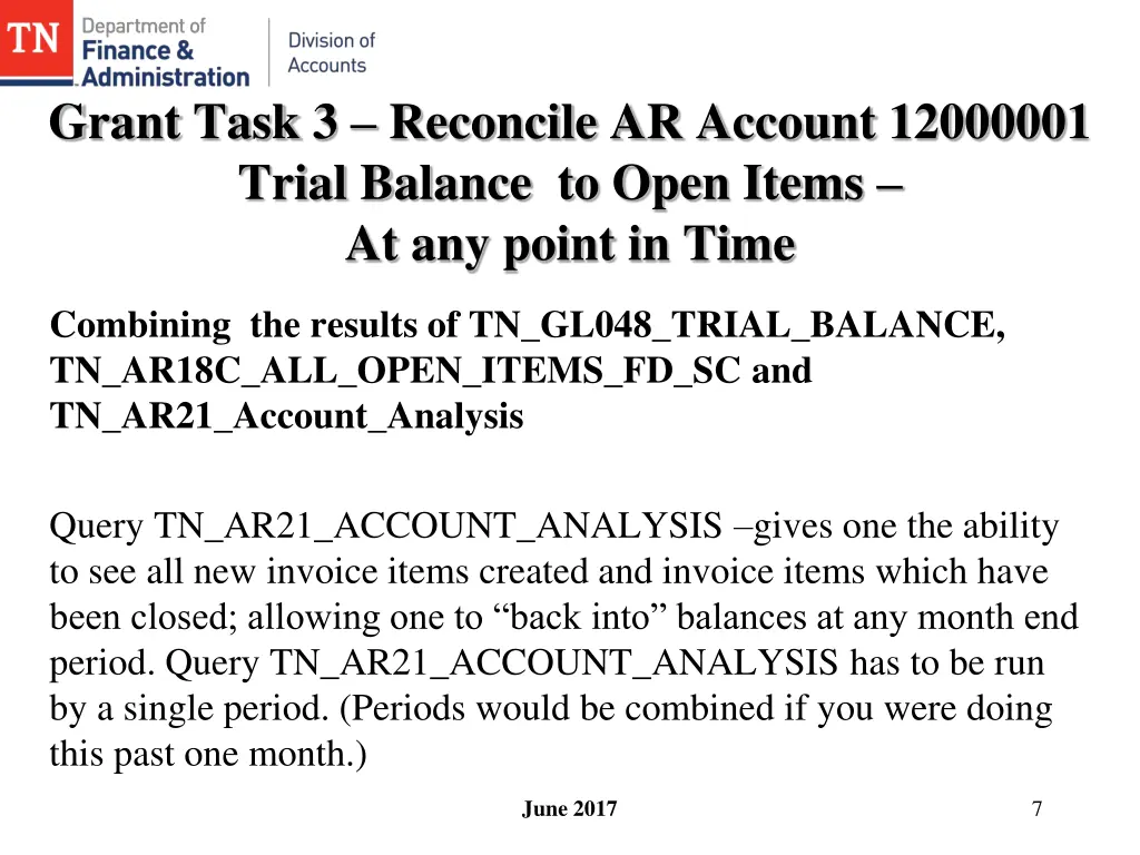 grant task 3 reconcile ar account 12000001 trial 1