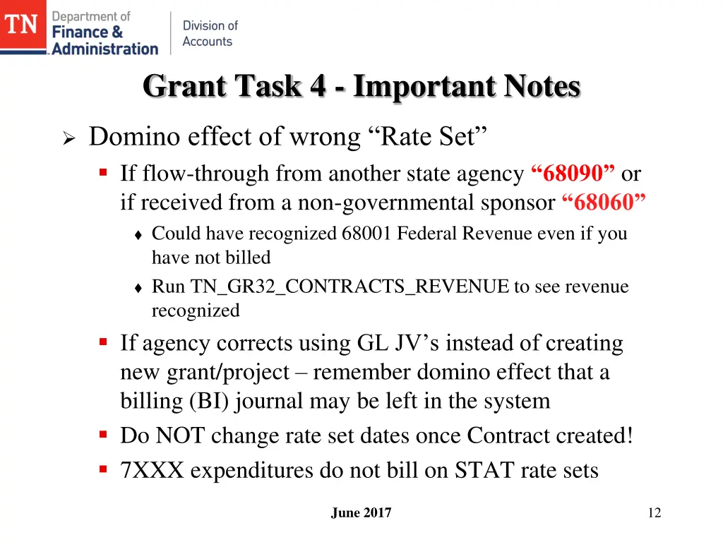 grant task 4 important notes