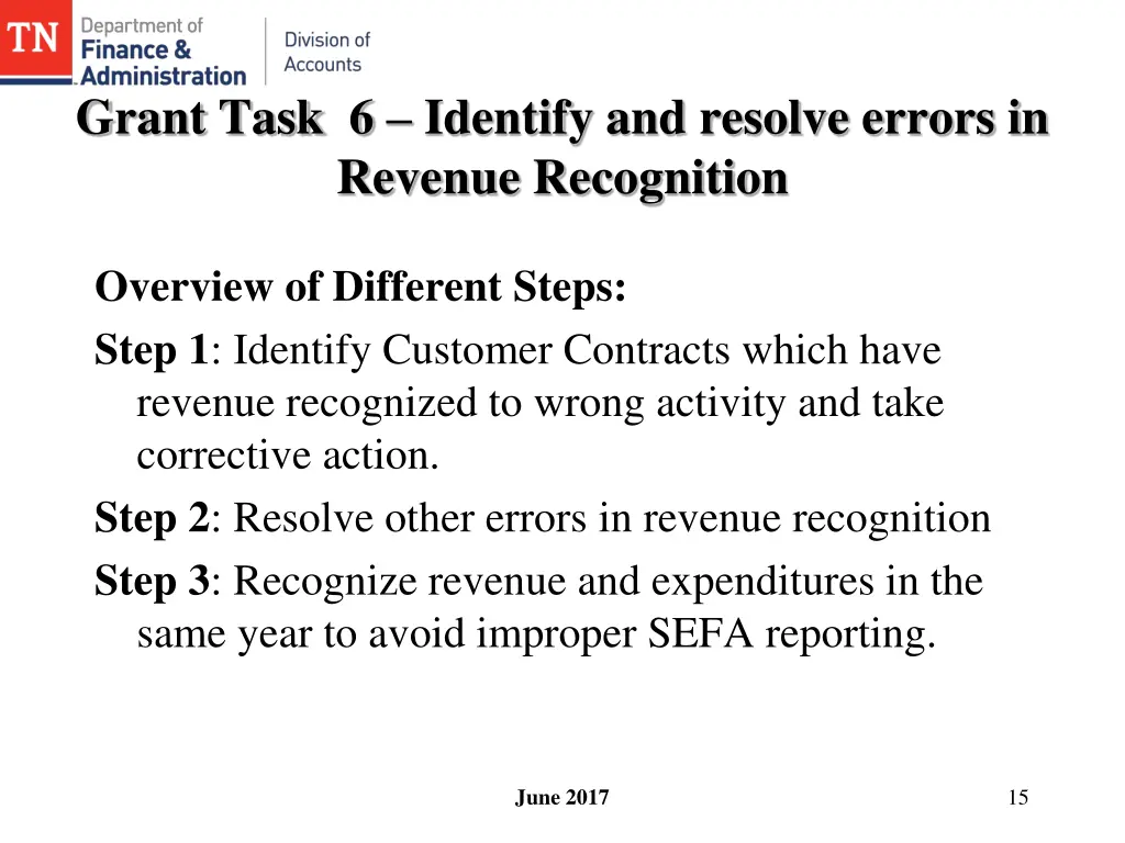 grant task 6 identify and resolve errors