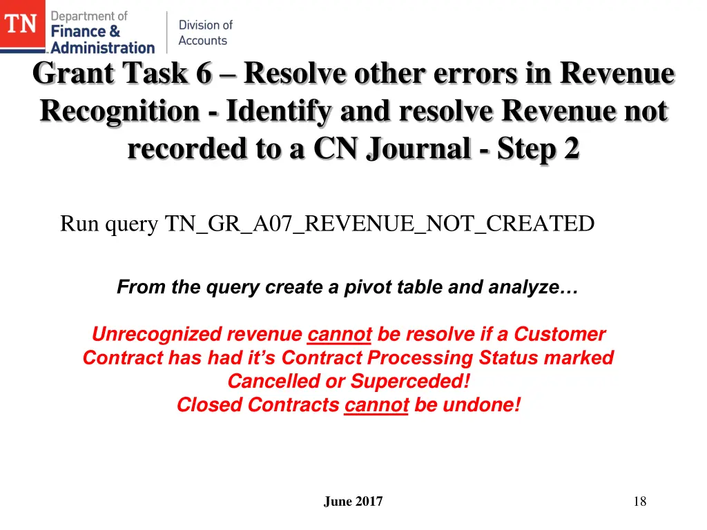 grant task 6 resolve other errors in revenue