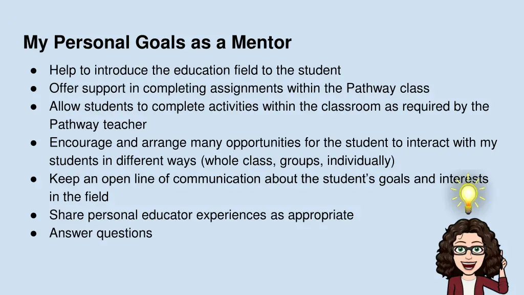 my personal goals as a mentor