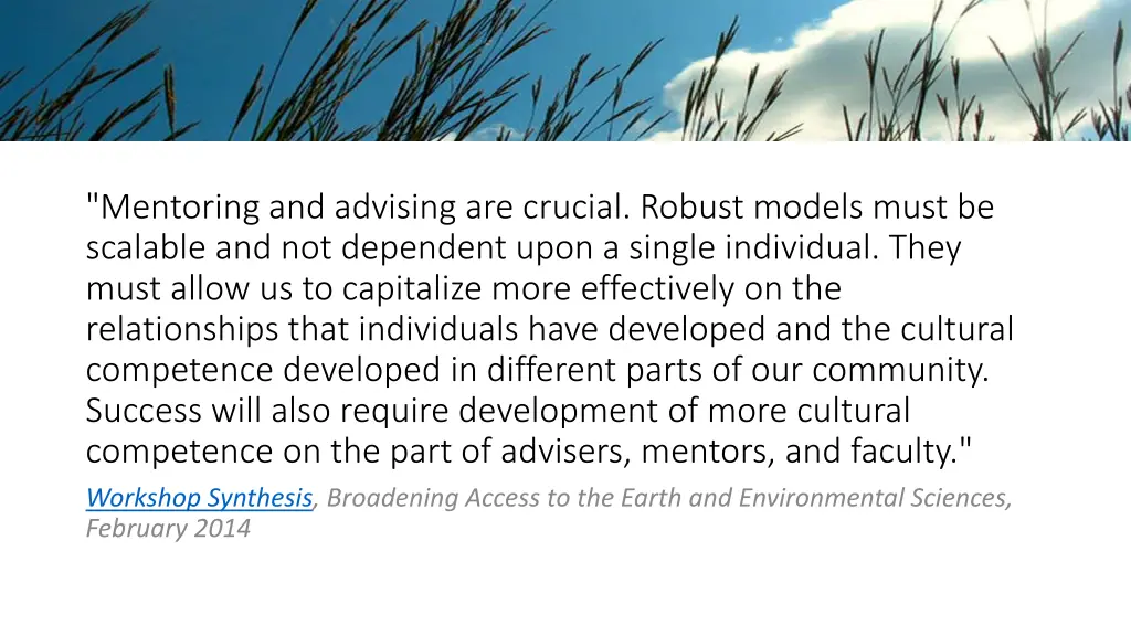 mentoring and advising are crucial robust models