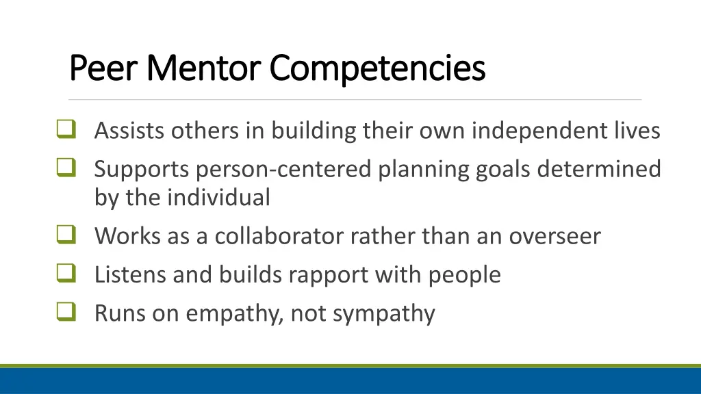 peer mentor competencies peer mentor competencies