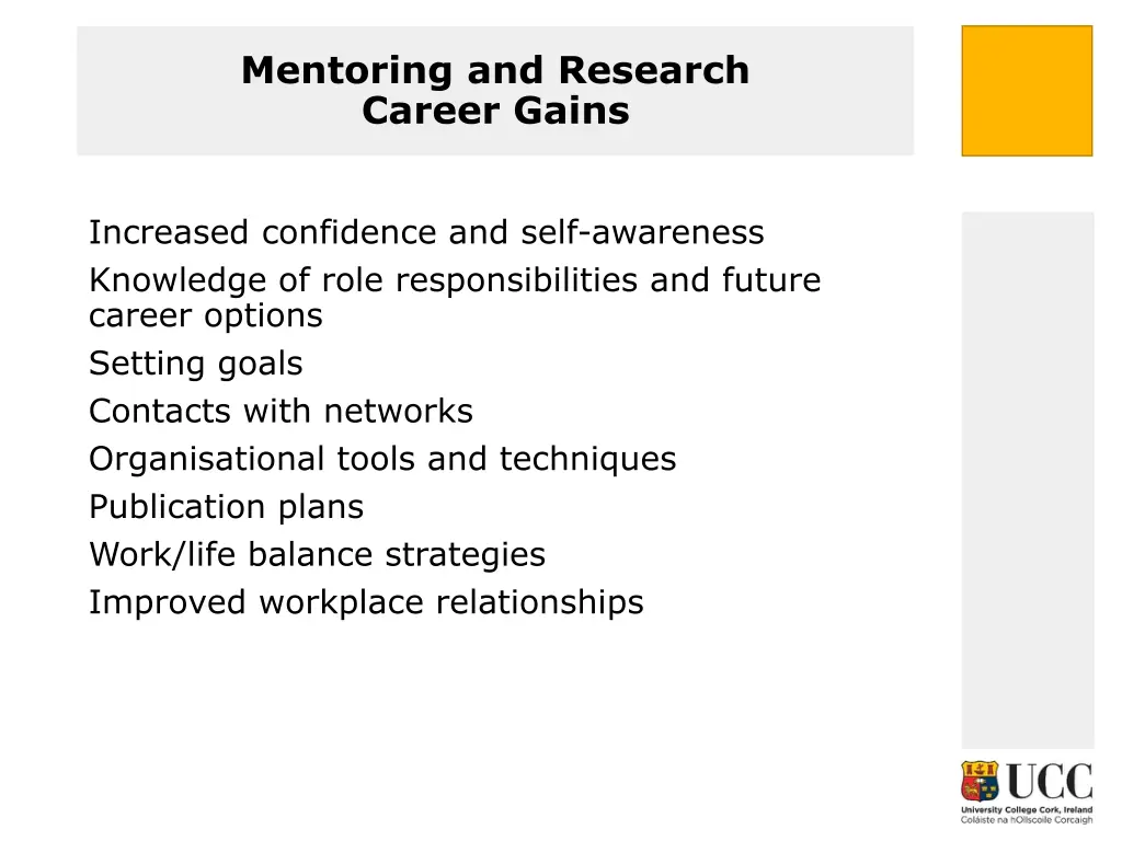 mentoring and research career gains