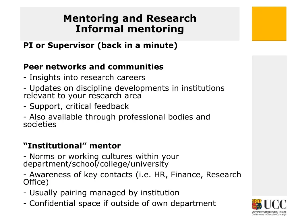mentoring and research informal mentoring