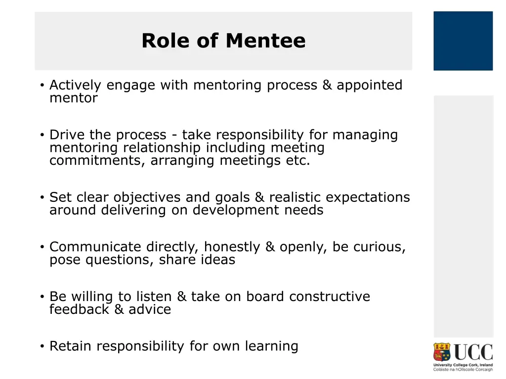 role of mentee