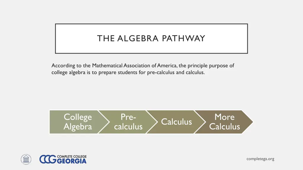 the algebra pathway