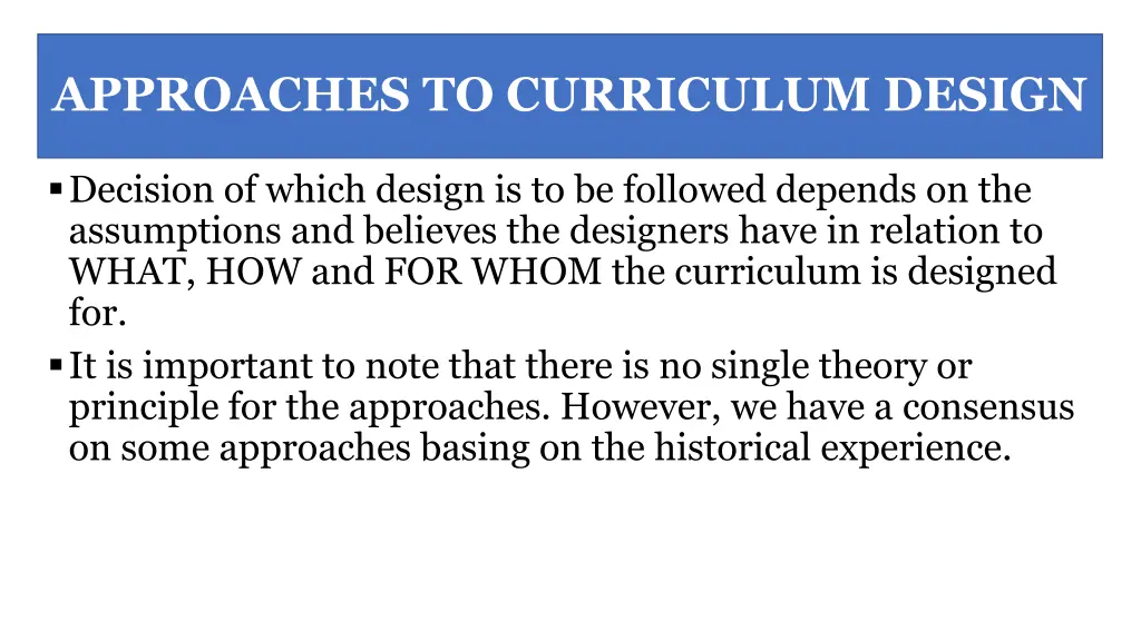 approaches to curriculum design 1