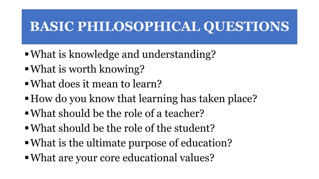 basic philosophical questions