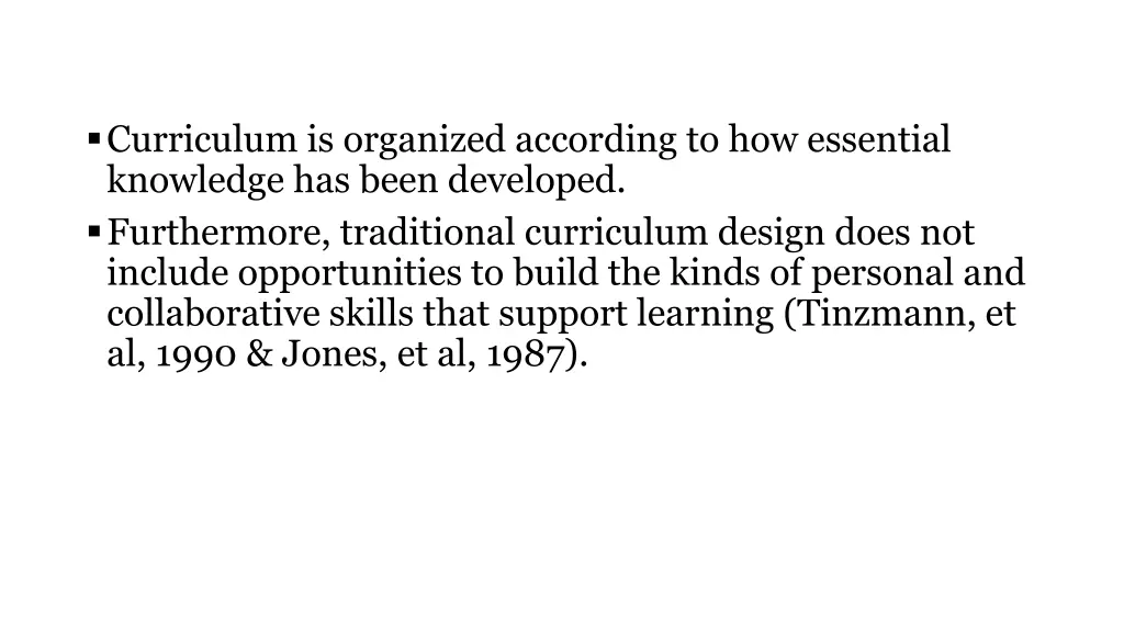 curriculum is organized according