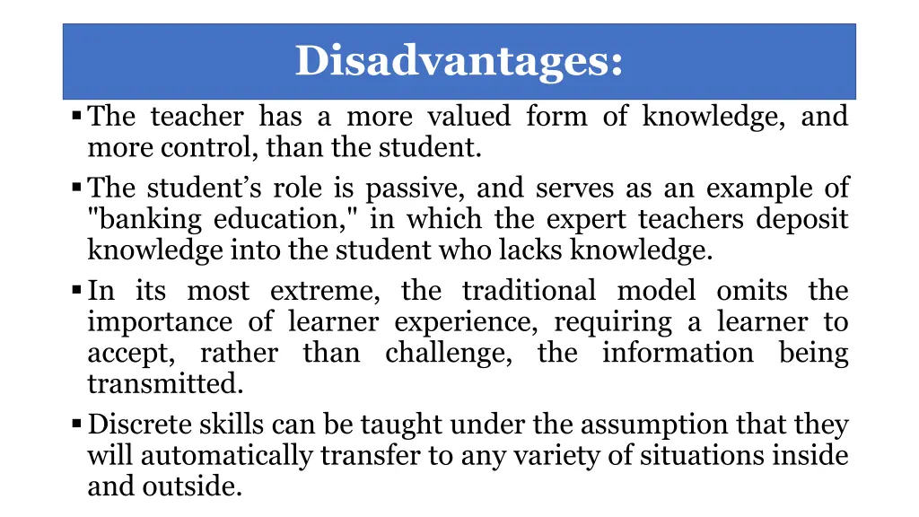disadvantages