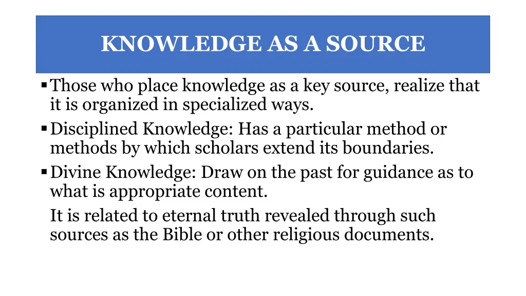 knowledge as a source