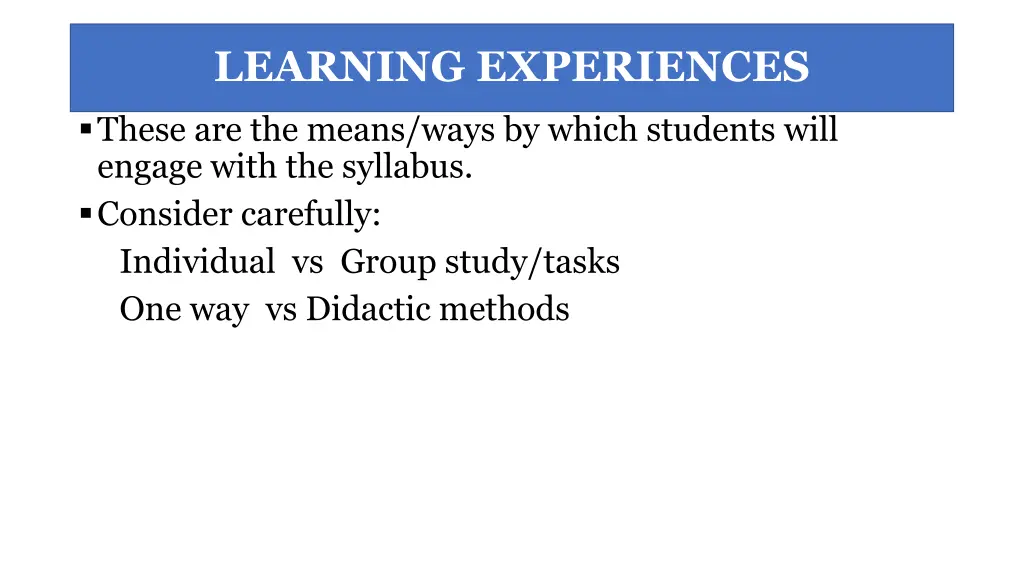 learning experiences