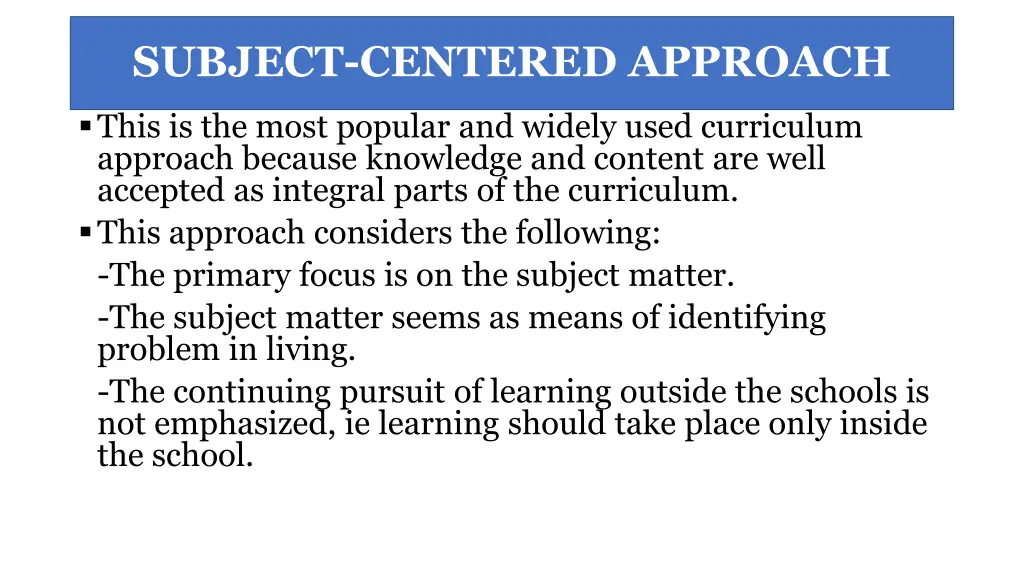 subject centered approach