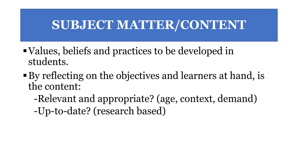 subject matter content