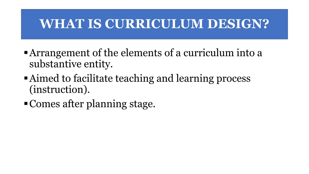 what is curriculum design