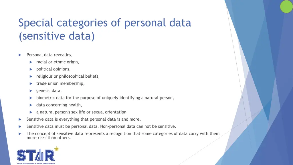 special categories of personal data sensitive data