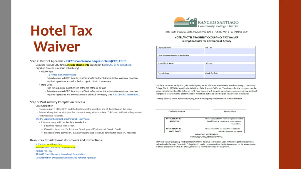 hotel tax waiver