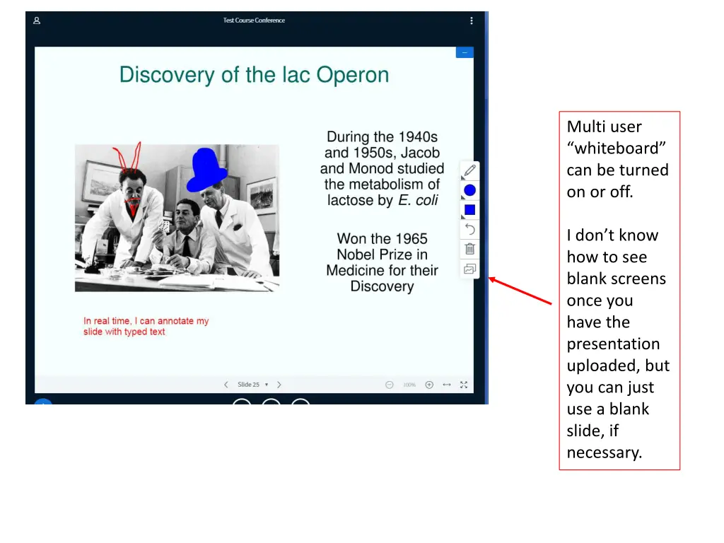 multi user whiteboard can be turned on or off