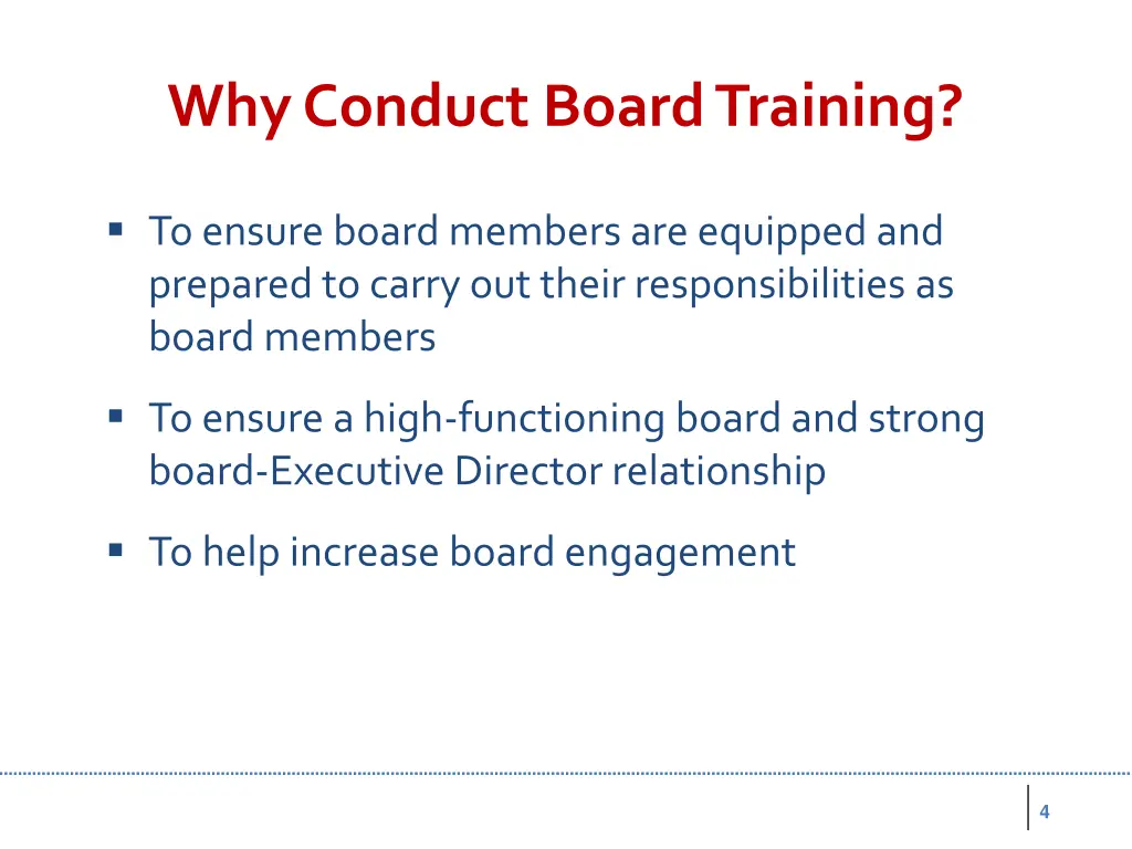 why conduct board training