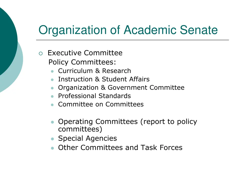 organization of academic senate
