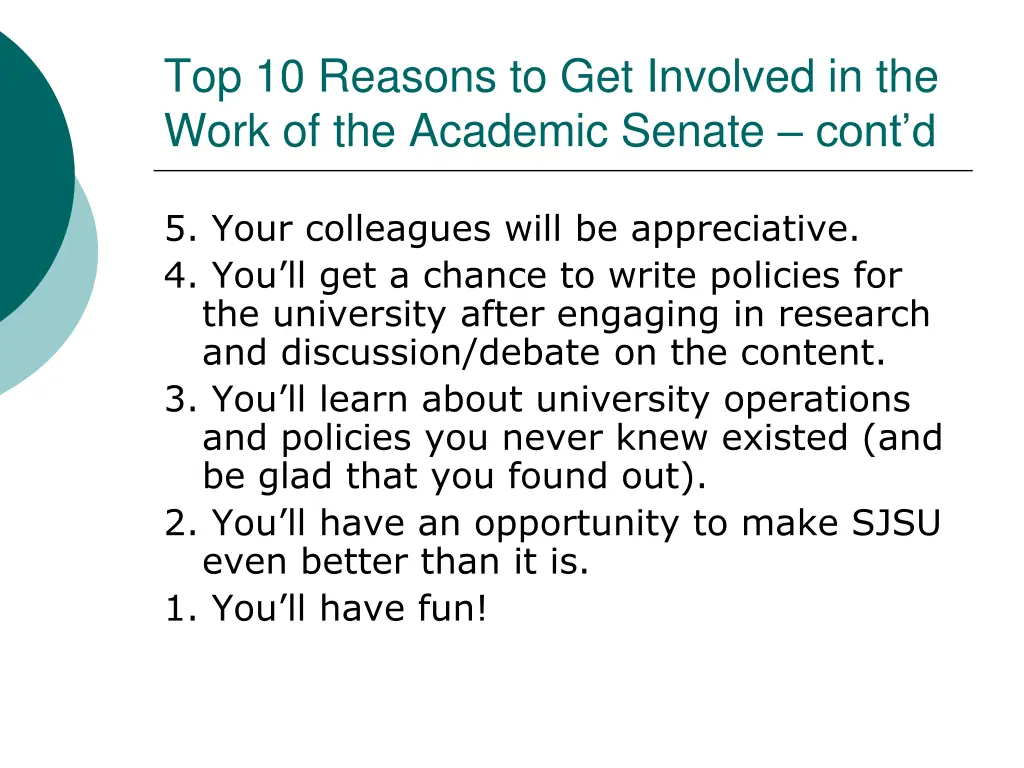 top 10 reasons to get involved in the work 1