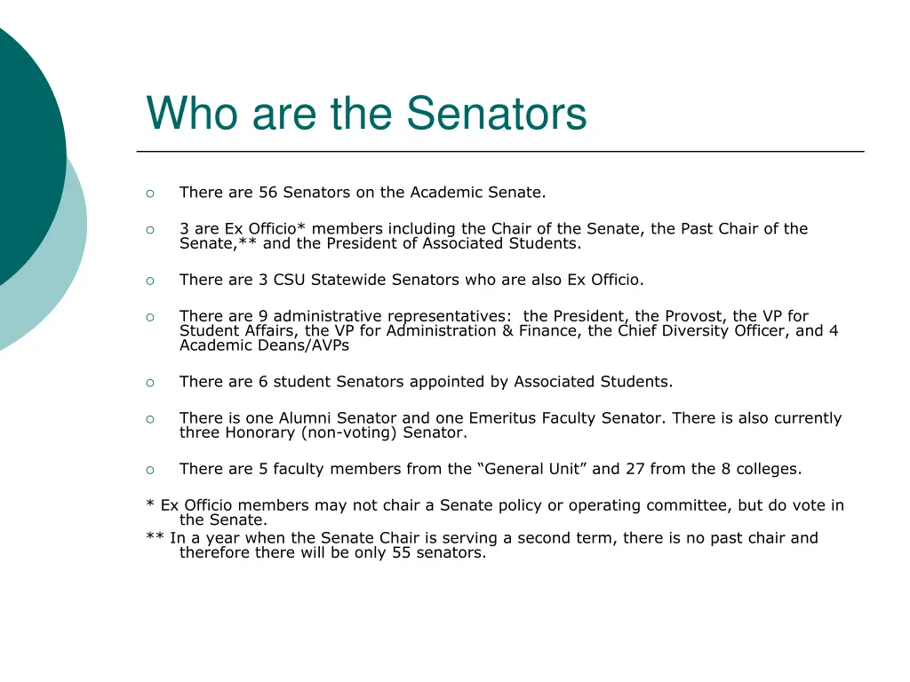 who are the senators