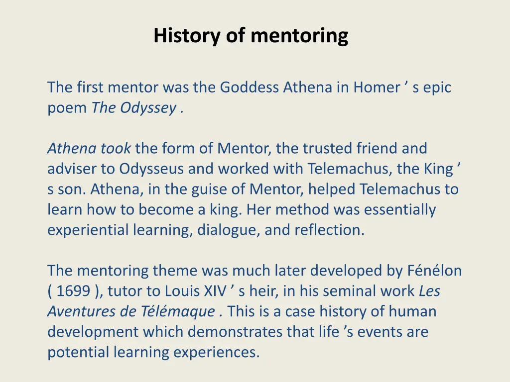 history of mentoring