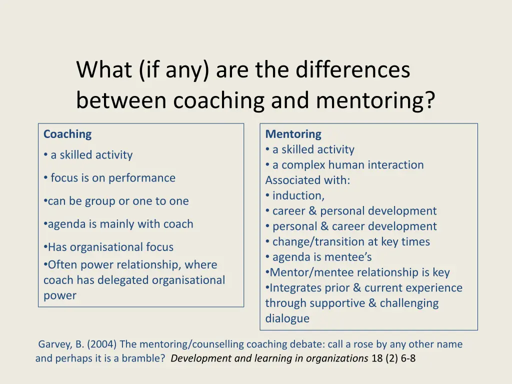what if any are the differences between coaching 1