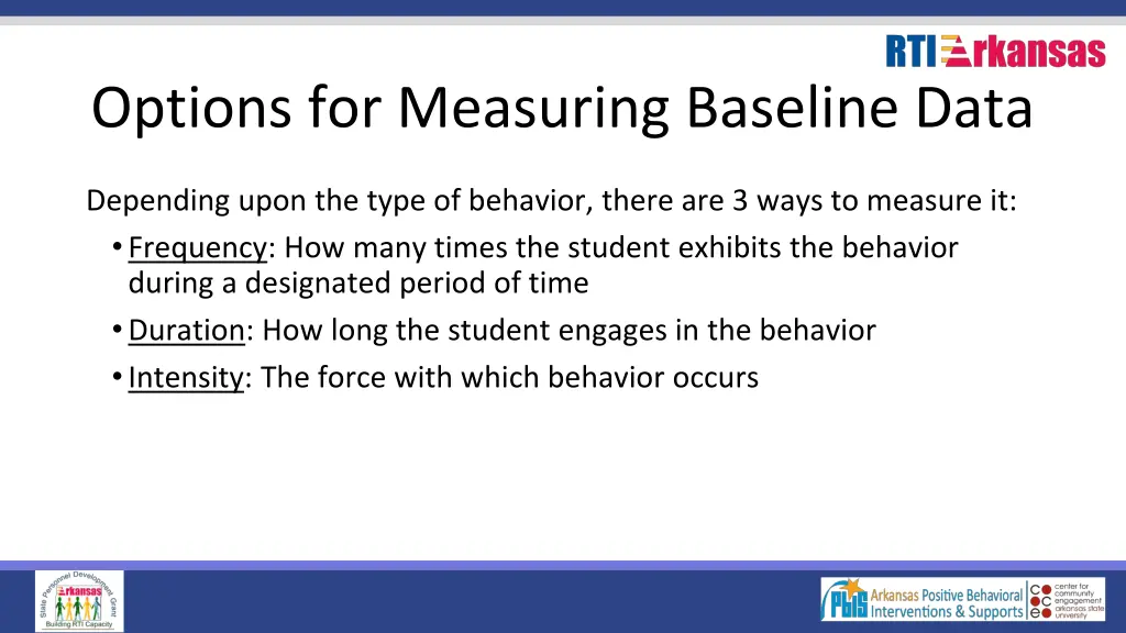 options for measuring baseline data
