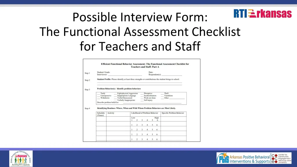 possible interview form the functional assessment