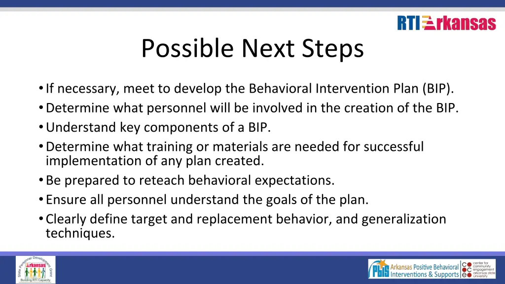 possible next steps
