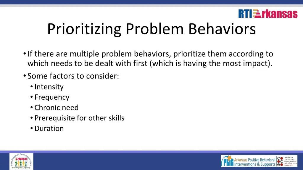 prioritizing problem behaviors