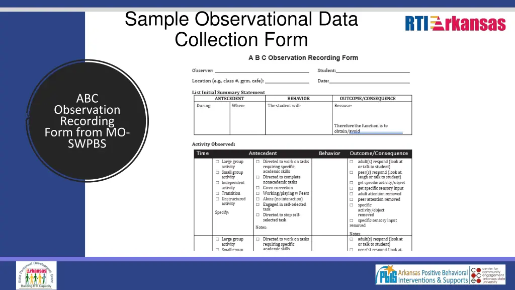 sample observational data collection form