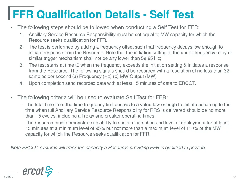 ffr qualification details self test