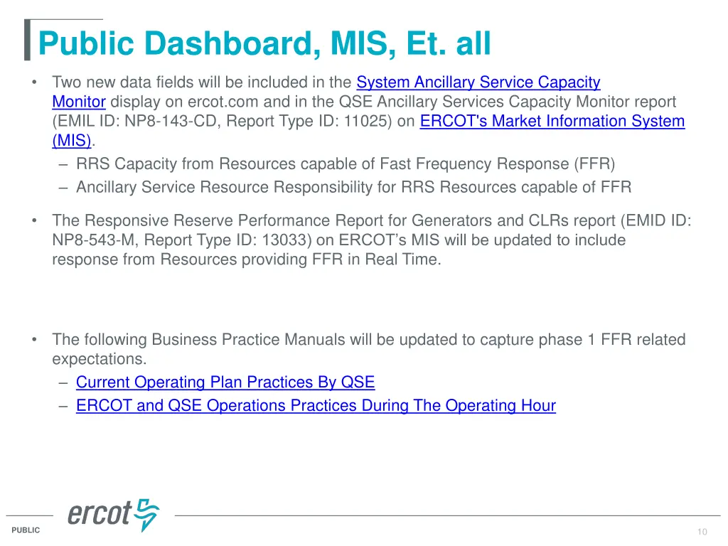 public dashboard mis et all