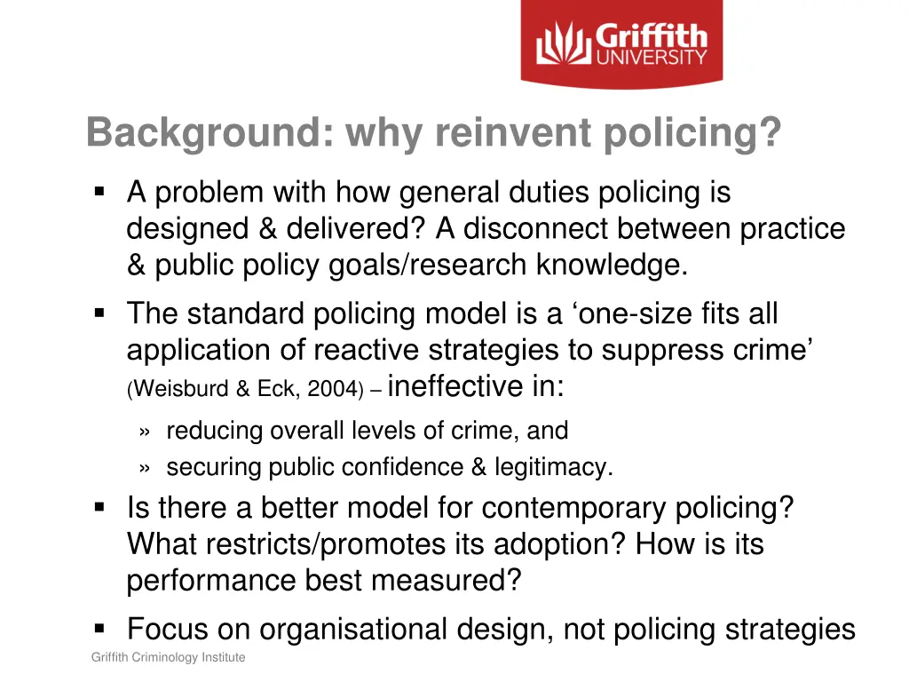 background why reinvent policing