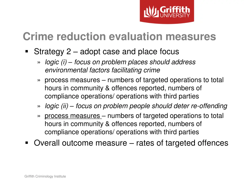 crime reduction evaluation measures strategy 1