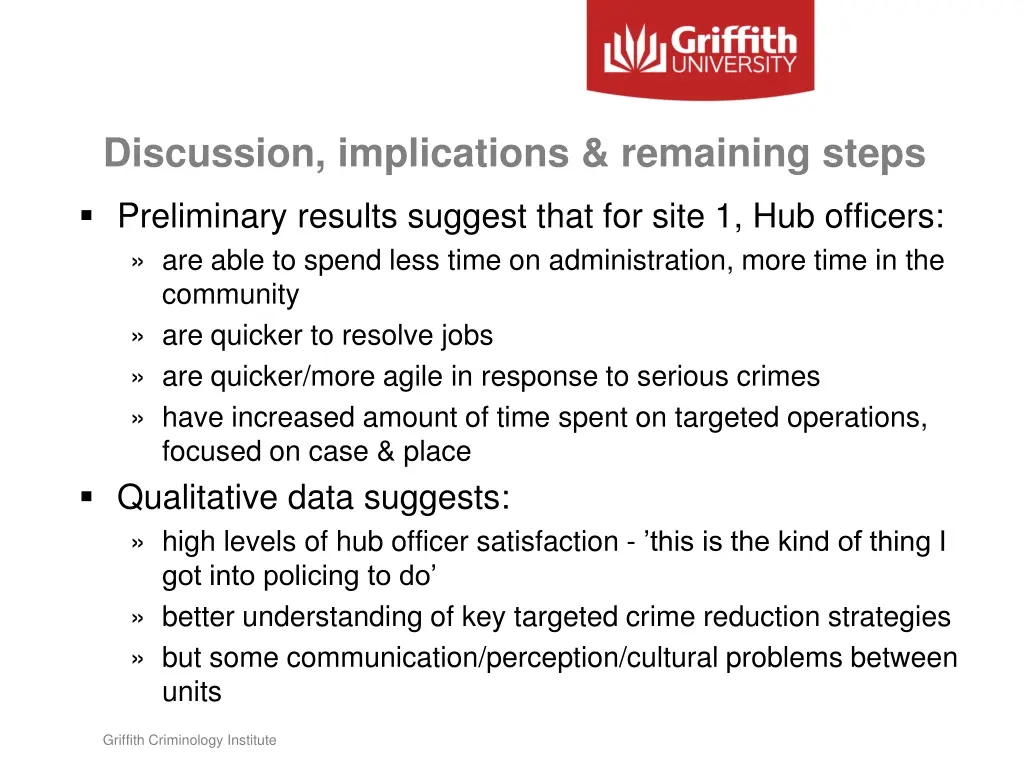discussion implications remaining steps