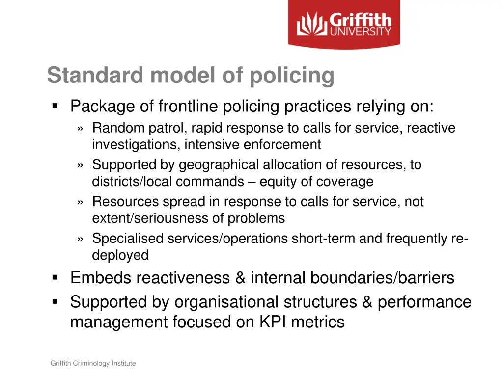 standard model of policing package of frontline